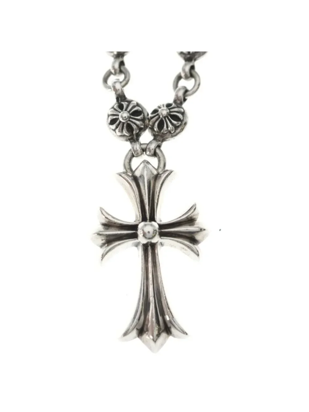 Chrome Hearts 1 Crsbl Chn Sml CH Crs Cross Ball Chain Small CH Necklace Silver